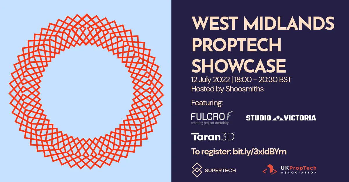 CrowdPropertyUK's tweet photo. The next #WestMidlands #PropTech Showcase is on 12th July. @supertech_wm has lined up some award-winning businesses to speak at the event, which is open to those interested in and working in #realestate and the #builtenvironment. Register at: https://t.co/tLtcZXL3U6
#ProfTech https://t.co/2Qc4tmO578
