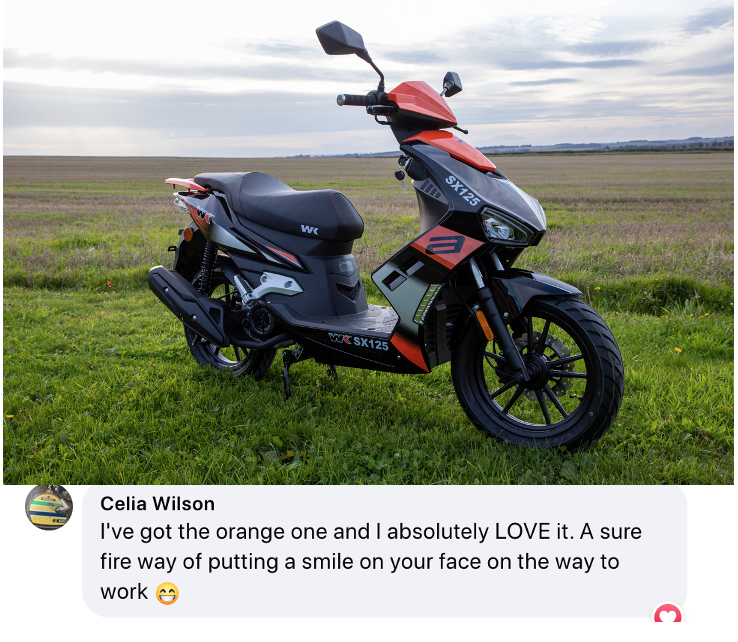 wkbikes's tweet photo. The SX125 Scooter from WK Bikes. Economical, reliable, fun, stylish. But don't take our word for it...

 #wkbikes #wkcolt #50cc #125cc #sx125 #ttr50 #scrambler #motorcycles #scooter #16yearsold #17yearsold https://t.co/soCRjk1arK