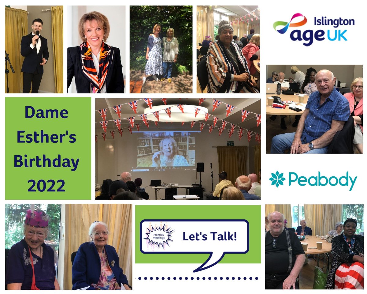 AgeUK_Islington's tweet image. Day 3 #LetsGetBackTogether week! @AgeUK_Islington hosted a special Let's Talk Peer Event, incl a celebration for Dame Esther Rantzen's 82nd birthday. For photos &amp;amp; to signup to our monthly Let's Talk: 👉bit.ly/3n9ji6W  @IslingtonLife @StLukesTrust @ageuklondon @ERantzen