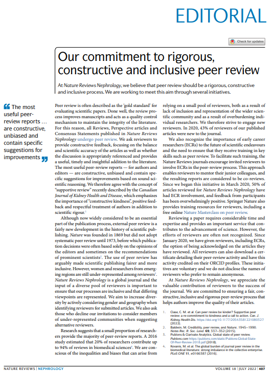 NatRevNeph's tweet photo. In our July issue: Our commitment to rigorous, constructive and inclusive peer review: https://t.co/rJK0jyoilK This editorial was inspired by @CanJKHD's #SupportiveReview initiative: https://t.co/iIhqNze0UV https://t.co/IhfaNKkJ9i