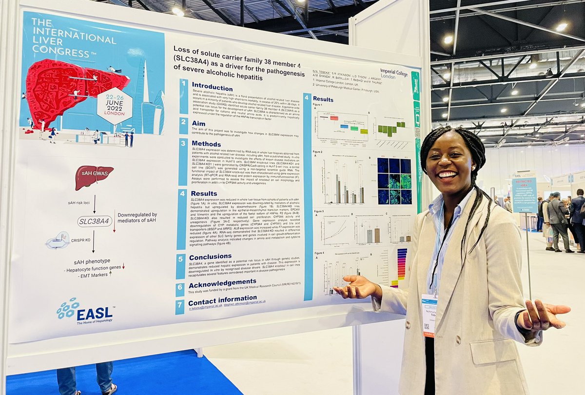 NchimunyaTebeka's tweet photo. Excited to be sharing my work in severe  #AlcHep at @EASLnews #ILC2022. Special thanks to my mentors, all collaborators and colleagues @IHepatology for making this all worthwhile #LiverTwitter https://t.co/dFGi7Qt4w5