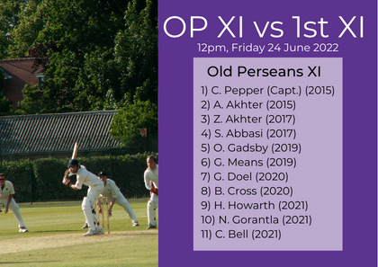 OldPerseans's tweet photo. 🏏𝙎𝙌𝙐𝘼𝘿 𝙉𝙀𝙒𝙎 

👊🏾Your OP XI team has been named to face the 1st XI tomorrow

🔙 The fiercest derby in the Perse cricket calendar returns for 2022

@PerseSport @PerseCricket https://t.co/4JPahHkZcz