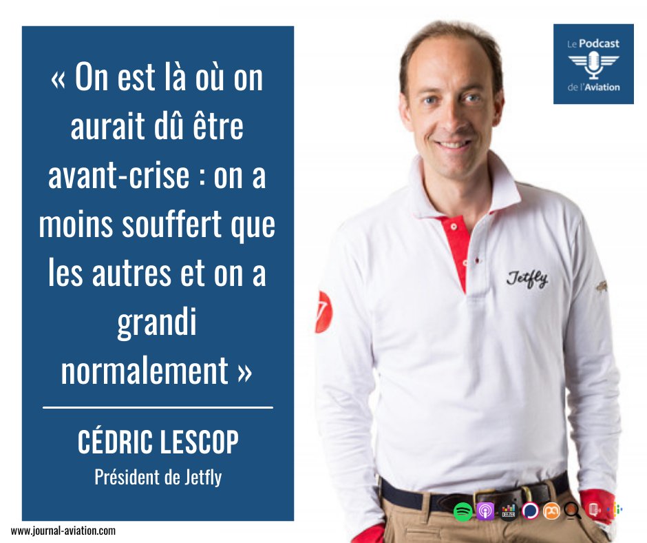 journalaviation's tweet photo. [#BizAv] 🎙️"On est là où on aurait dû être avant-crise : on a moins souffert que les autres et on a grandi normalement" 
Invité du #Podcast de l'#Aviation cette semaine, Cédric Lescop président de @JetflyAviation
🎧 Entretien à écouter en libre accès sur https://t.co/7GYyhwjbRt https://t.co/aQEKe4FfUS