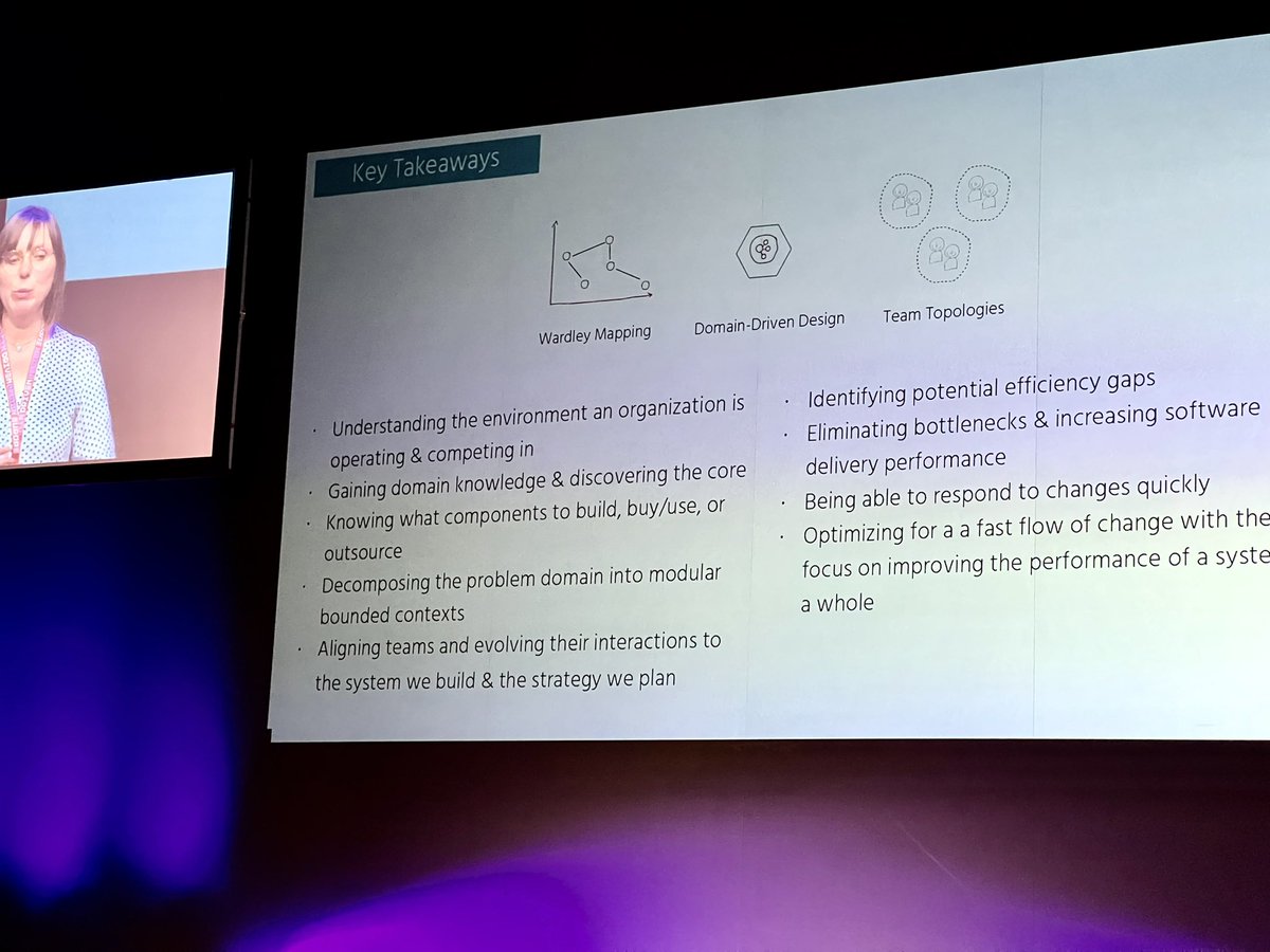 Amazing learnings form @suksr: combination of Wardley Mapping, Domain-Driven Design and Team Topologies for great results. #dddeu <a href="/ddd_eu/">DDD Europe</a>