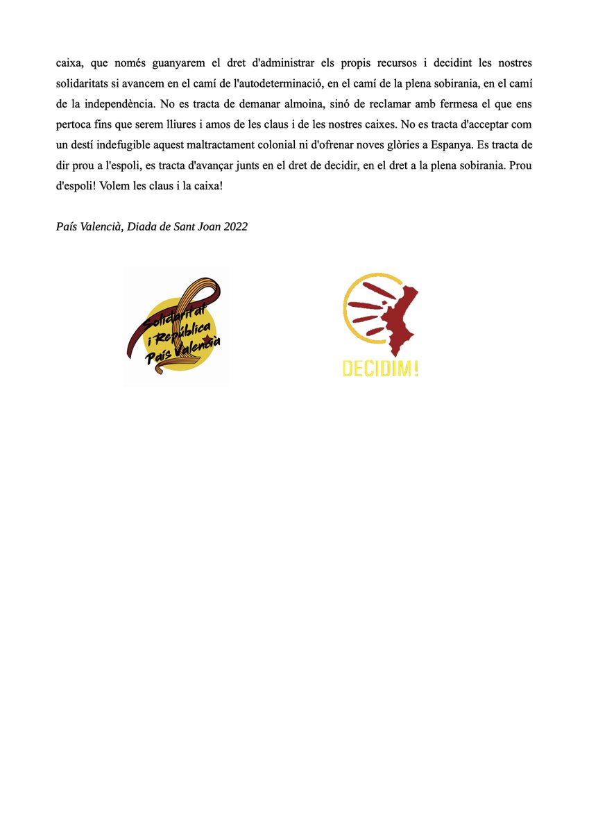 Bona Diada de Sant Joan!

Amunt la flama de la llengua!

Amunt les flames del país
contra l'espoli que ens ofega!