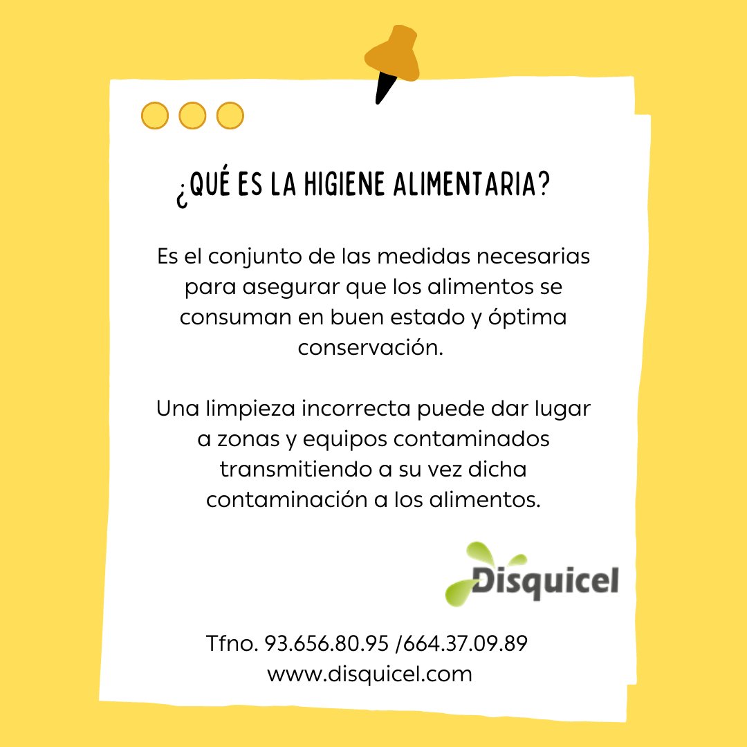 Disquicel's tweet photo. ¿Qué es la Higiene Alimentaria? ... 🙂🍀

#disquicel #limpieza #higiene #tipslimpieza #horeca #restauracion #colectividades https://t.co/KZKbbLQSqs