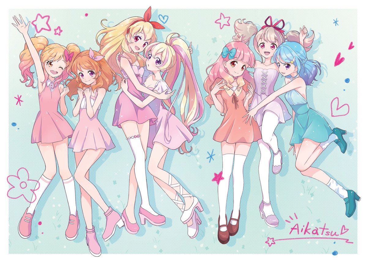hoshimiya ichigo multiple girls dress pink hair smile pink dress blonde hair twintails  illustration images