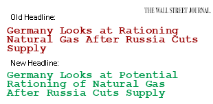 Germany Looks, Rationing Natural Gas