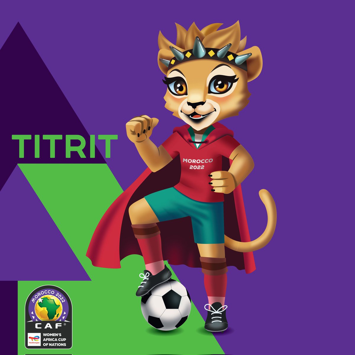 AFRICA24TV's tweet photo. La @CAF_Online a dévoilé le nom de la mascotte officielle de la CAN féminine 🇲🇦#Maroc 2022. La mascotte de cette 12e édition se nomme TITRIT. #TITRIT est une lionne en référence aux Lions/Lionnes de l'Atlas du Maroc, symbole indéniable de puissance et de courage. https://t.co/VhJ1gEKpYh
