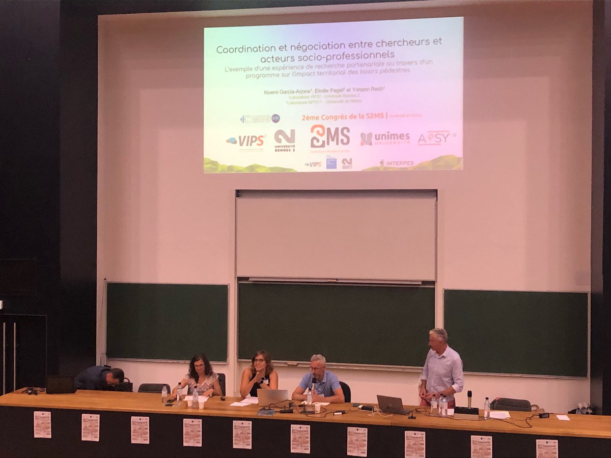<a href="/S2MgmtSport/"><a href="/S2MgmtSport/">@S2MgmtSport</a></a> <a href="/yohann_rech/">Yohann Rech</a>, Elodie Paget du <a href="/APSY_Lab/">Laboratoire APSY-v Université de Nîmes</a> <a href="/unimesfr/">Nîmes Université</a> et Noemi Garcia Arjona <a href="/VIPS_2/">VIPS²</a> <a href="/UnivRennes_2/">Université Rennes 2</a> sur la coordination et négociation entre chercheurs et acteurs socio-professionnels au sein du programme <a href="/IMPTERPED/">IMTERPED</a> #management #sport @S2MgmtSport