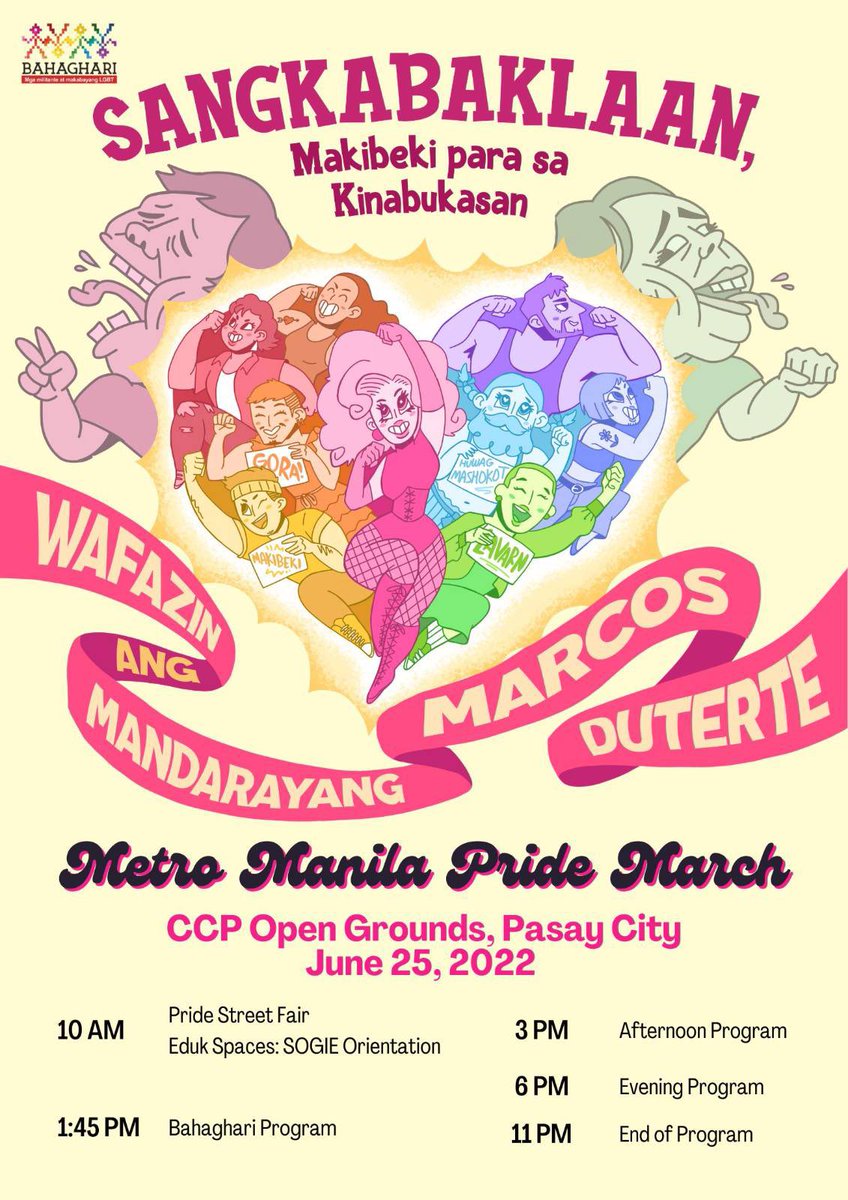ReynaValmores's tweet photo. SANGKABAKLAAN, MAKIBEKI PARA SA KINABUKASAN! WAFAZIN ANG MANDARAYANG MARCOS-DUTERTE!

Sama-sama tayong rumampa sa CCP Open Grounds this June 25! #AtinAngKulayaan #RejectMarcosDuterte #Pride https://t.co/yzLW14086B
