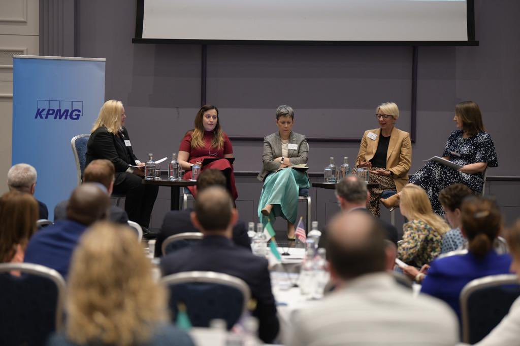 AmericanChamber's tweet photo. A fantastic discussion by our first panel, Meeting the Needs of Talent and Industry in the West-North-West. #AmChamWNW
Thank you to Louise Butler, @MichelleCon, @OFlynnATU, and Tara Dalrymple for their insights. @IDAIRELAND @atu_ie @Genesys
Sponsored by @KPMG_Ireland. https://t.co/iwmPw8CN7h
