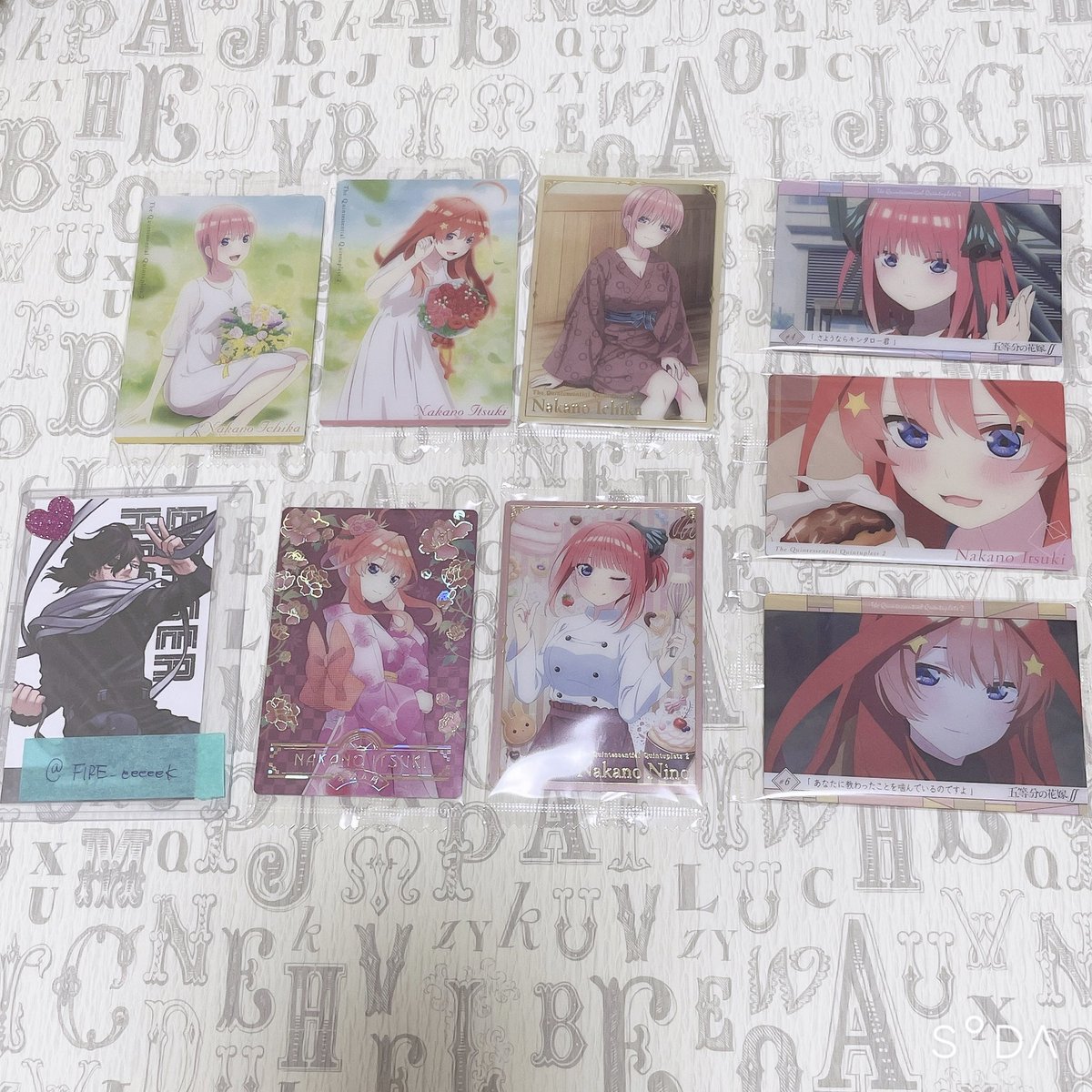 FIRE_eeeeek's tweet photo. 【交換】五等分の花嫁 ごとよめ ウエハース

《譲》一花 二乃 五月

《求》2枚目 三玖 四葉

四葉は2枚目の絵柄のみ求めております。
三玖は求めてる絵柄以外でもお気軽にお声掛けください☺︎ https://t.co/IuiNCRHKDr