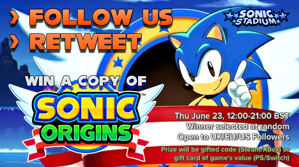 The Sonic Stadium ✪ 25 YEARS OF SONIC NEWS (@sonicstadium) on Twitter photo Happy 31st Birthday, #SonictheHedgehog!
To celebrate, we're giving away a Digital Deluxe edition of #SonicOrigins to a random winner on the platform of their choice! To enter, simply:
👉 FOLLOW <a href="/sonicstadium/">The Sonic Stadium ✪ 25 YEARS OF SONIC NEWS</a>
👉 RETWEET this post
Closes 21:00 BST today! Open to 🇬🇧🇪🇺🇺🇸! Happy 31st Birthday, #SonictheHedgehog!
To celebrate, we're giving away a Digital Deluxe edition of #SonicOrigins to a random winner on the platform of their choice! To enter, simply:
👉 FOLLOW <a href="/sonicstadium/">The Sonic Stadium ✪ 25 YEARS OF SONIC NEWS</a>
👉 RETWEET this post
Closes 21:00 BST today! Open to 🇬🇧🇪🇺🇺🇸!