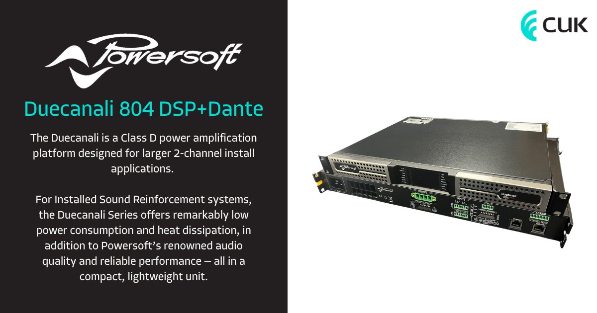 CUKaudio's tweet photo. New product - Now available in stock!
For more information please refer to our website & YouTube channel:-
https://t.co/iIUlPQ6kXQ
https://t.co/BKfsSiQLIW
#powersoft #cukaudio #proav #amplifier #newproducts https://t.co/4Ly1f5vCuB