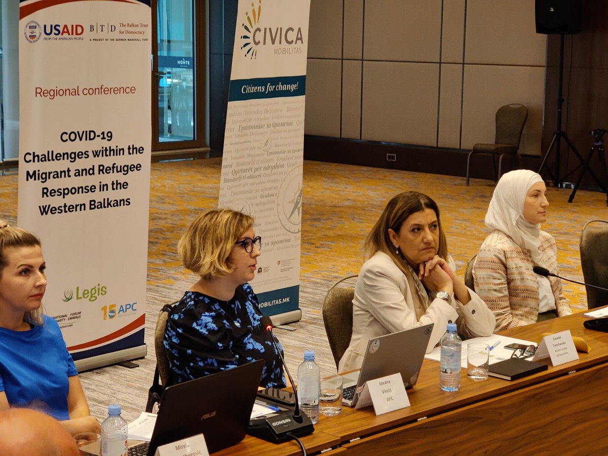 APC_CZA's tweet photo. Today, we are taking part at the  #RegionalConferenceSkopje on #COVID19 challenges in #refugee #healthcare #protection along #WesternBalkans. Our colleagues presenting research findigs regarding Serbia’s response in refugee health protection. #SameNeeds #SameRights #CovidReports https://t.co/6d72WeHr33
