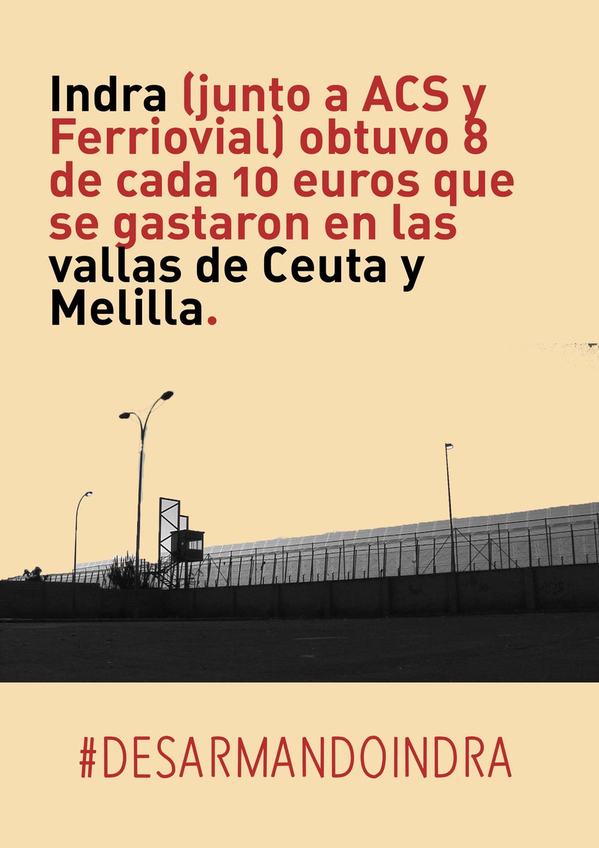 Antimilitarist2's tweet photo. Hoy protestamos en la Junta de Accionistas de #Indra
Nuestras razones⤵️
🔴 Fabrica armas
🔴 Militariza fronteras
🔴 Su producción destruye vida y viola DDHH 
🔴 Sus beneficios son a costa de sufrimiento, víctimas, muertes
Porque el fin no justifica los medios 👉🏾 #DesarmandoIndra https://t.co/Ku1vynGzPG
