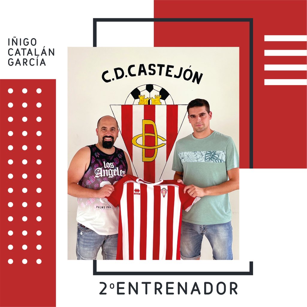 Hoy es el turno de presentaros al cuerpo técnico del primer equipo masculino del Club Deportivo Castejón.

🔴⚪ Mario Martínez Ovejas "Troncho" (1er entrenador)
🔴⚪ Iñigo Catalán García (2° entrenador)