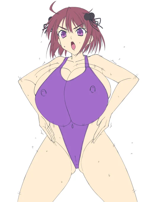 skeb進捗。戦国ランスの南条蘭のハイグレ洗脳途中絵です。 