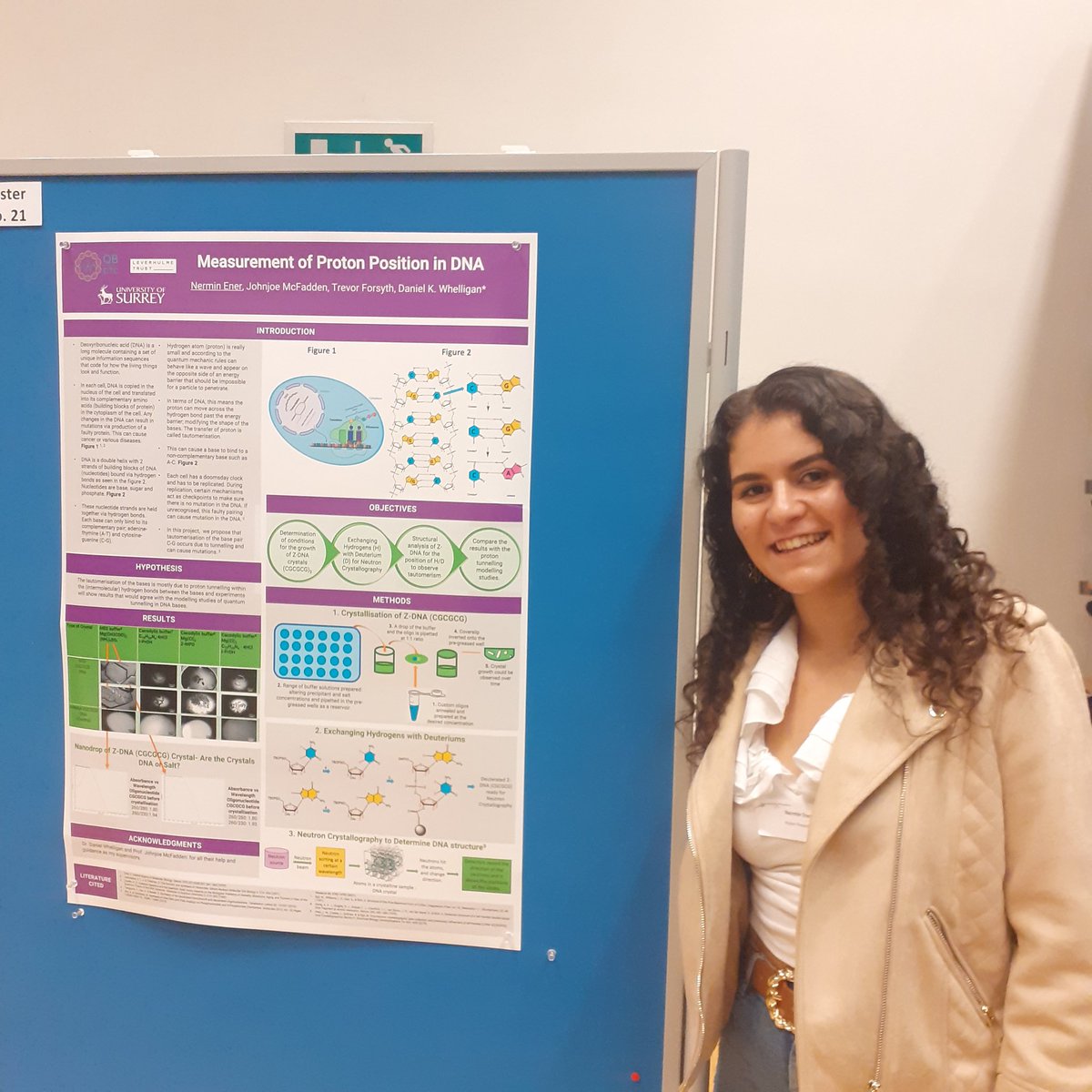 Quantum Biology Doctoral Training Centre (@qb_dtc) on Twitter photo DTC student Nermin Ener presenting her work on DNA tautomers and the presence of proton tunnelling is Z-DNA at the Doctoral College Conference <a href="/SurreyDocCol/">University of Surrey Doctoral College</a> <a href="/ENPossibilities/">Exploring New Possibilities</a> #ENPossibilities DTC student Nermin Ener presenting her work on DNA tautomers and the presence of proton tunnelling is Z-DNA at the Doctoral College Conference <a href="/SurreyDocCol/">University of Surrey Doctoral College</a> <a href="/ENPossibilities/">Exploring New Possibilities</a> #ENPossibilities