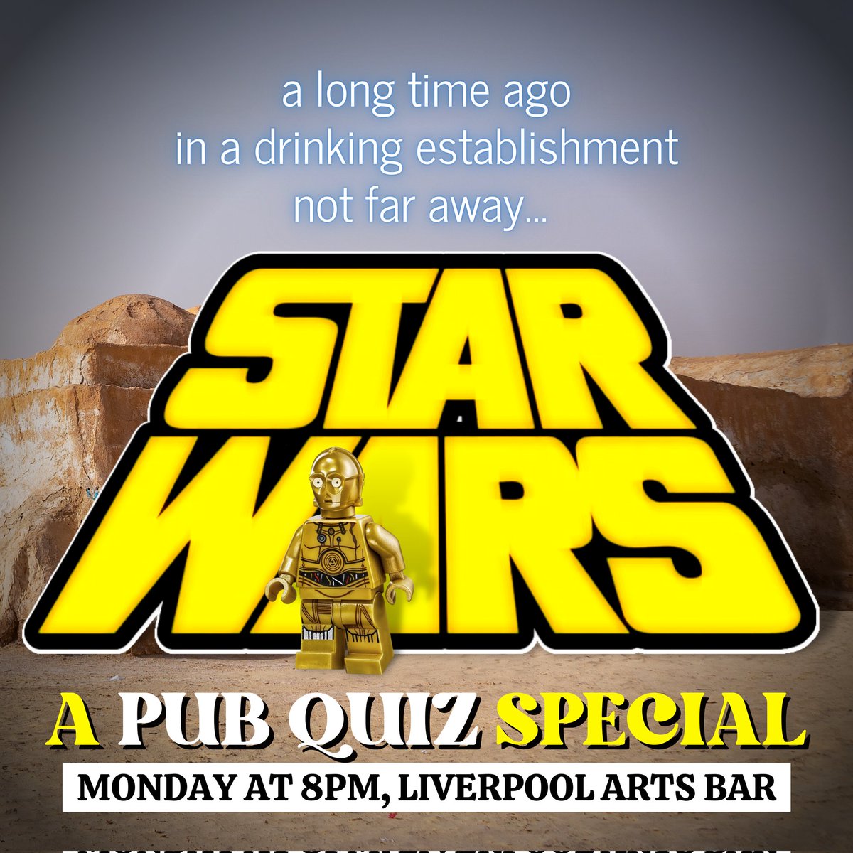 #StarWars // a COMPETENT PUB QUIZ special // 8pm Monday at <a href="/livartsbar/">Liverpool Arts Bar</a> 🚀 x

Hosted by <a href="/shorn_henry/">'Dan' Sean Henry</a> &amp; <a href="/ThatPeteOKeeffe/">Pete O'Keeffe</a>