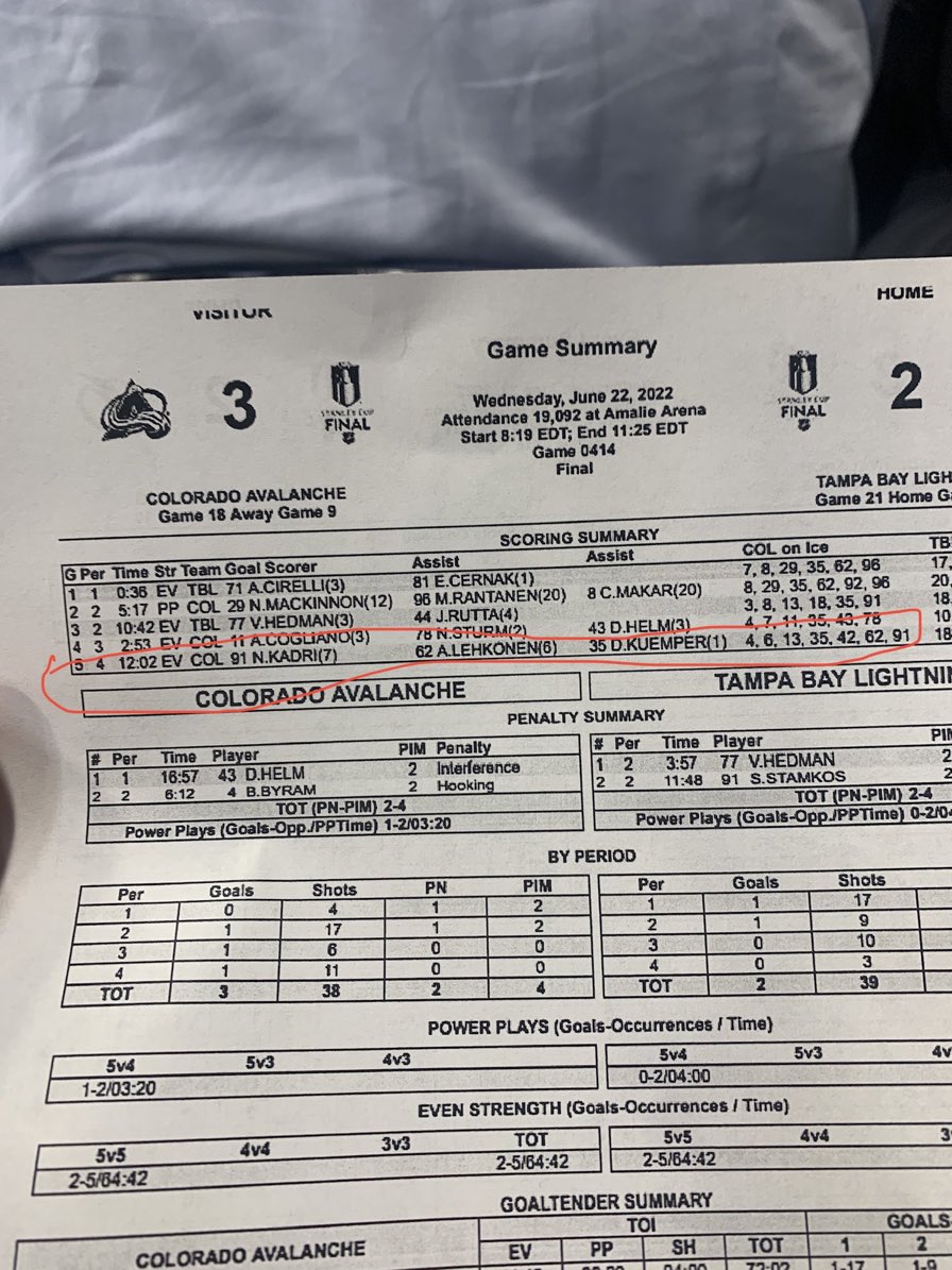 jordanbtimpson's tweet photo. @SWhyno @FriedgeHNIC The NHL is hilarious. “No one saw anything wrong with this” and yet put 6 players and a goalie as ‘on the ice’ for the game winning goal on the OFFICIAL SCORESHEET. Way to go 👏🏼 👏🏼 https://t.co/1jlPaBWHXg