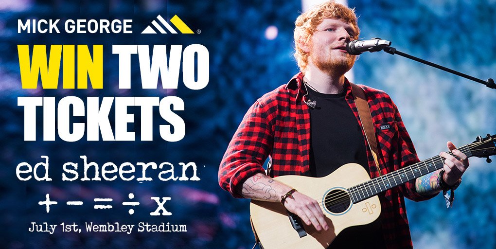 mickgeorgeltd's tweet photo. Friday Give Away Time! 2 x @edsheeran + - = ÷ x Tour tickets available at @wembleystadium on July 1st. Simply like &amp; retweet this post, and make sure you are following us to be in with a chance of winning! #EdSheeran https://t.co/Ib1GK8Mcjv