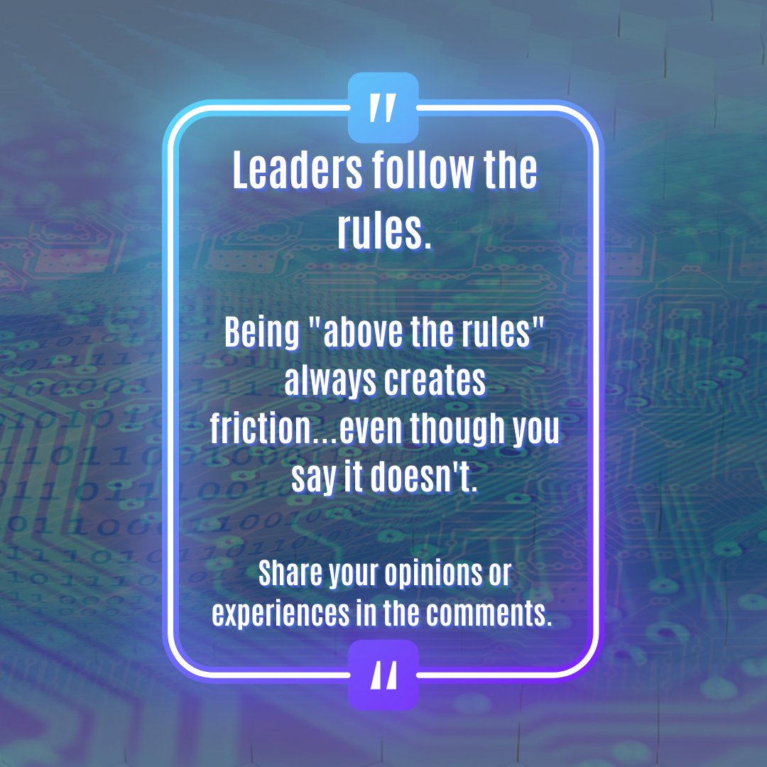 Leadership Hack for the week...the rules apply to you too!

#leadershiphacks #merittech #leadbyexample