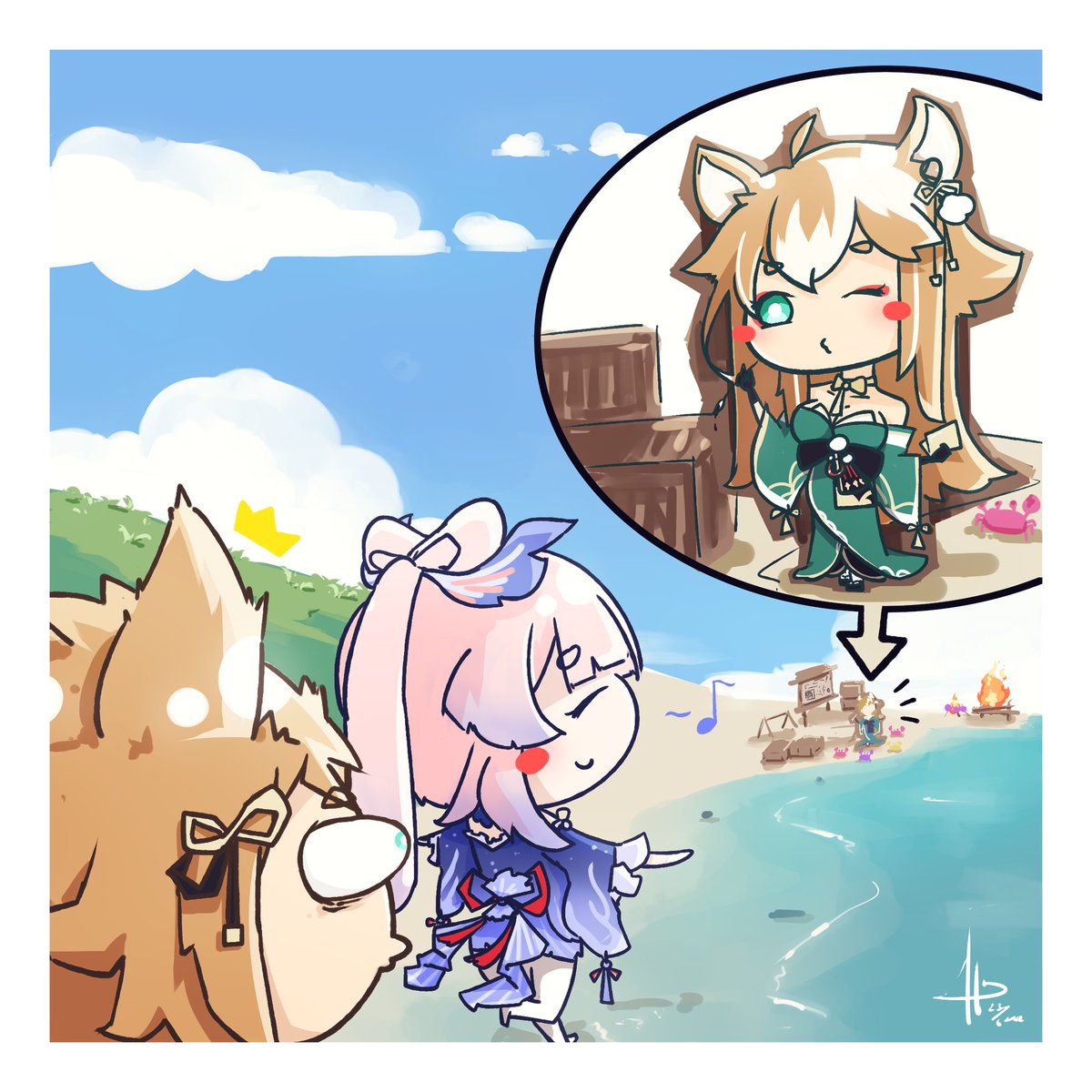 ipaan_d's tweet photo. (Friend K) and (Friend G) on Drumalong Festival!

#Genshinlmpact #fanart #kokomi #gorou #hina #drumalong #digitalart #digitalpainting #illustration https://t.co/a0QZGZL0jr