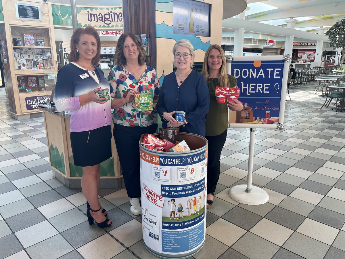 Sending our gratitude for your contributions to help 'Feed Our Need'.  We look forward to hosting two more food drives in 2022 -- stay tuned!

(pictured above: Patti/#UnitedWayofJohnsonandWashingtonCounties, Mary and Linda/#coralridgemall and Sara/#CommUnityCrisisServices)