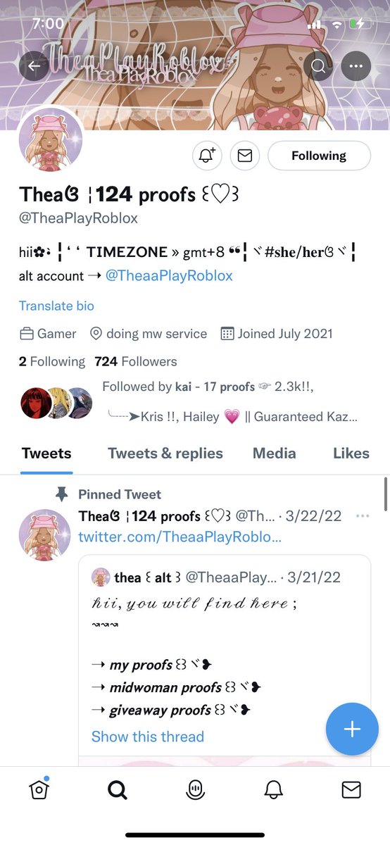 lxoryives_'s tweet photo. Hello! Spreading awareness and helping an innocent person from this scam:) @/TheaPlayRobIox is @TheaPlayRoblox impersonator. Please be aware of them and spread this information if you can! The impersonator has scammed a lot of innocent people, proof is provided below. Pls rt! https://t.co/csw3OJcu5Z