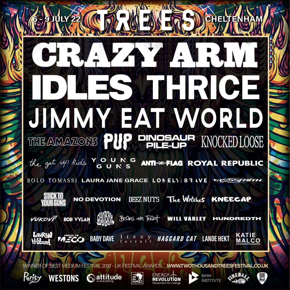 We're playing <a href="/2000trees/">2000trees Festival</a>! Just been added. Only two weeks to go! This will be our 10th year at the fest. Party time! 🖤

(Fake poster: artistic licence overload. We are not headlining. Yet.)
