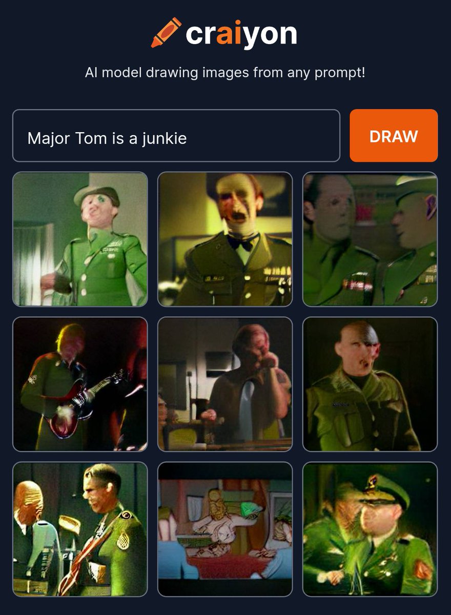 Finally we know what was on the wall of Major Tom's spaceship. #craiyon