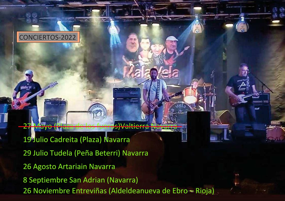 🔵 #MALDITODIGITAL 🔵
Próximos conciertos <a href="/malavelarock/">Mala Vela</a> presentando su último álbum #Cinco