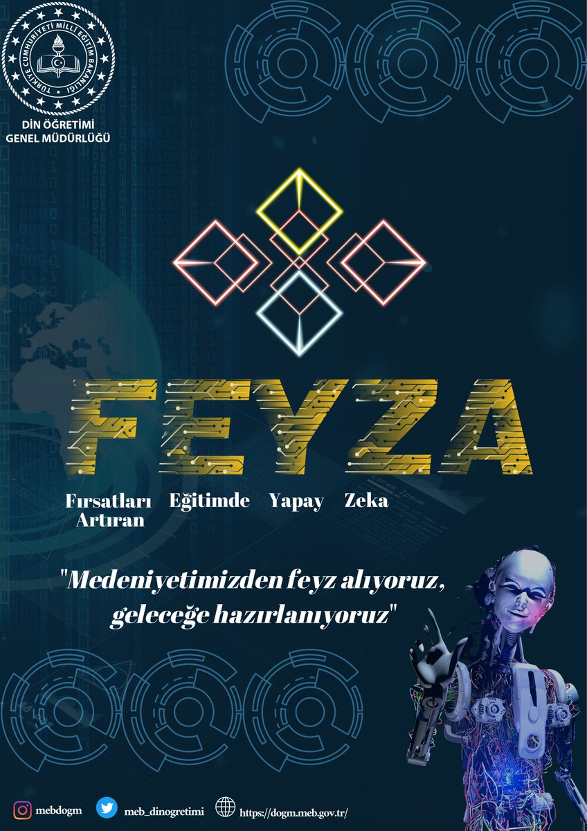 📌FEYZA (Fırsatları Artıran Eğitimde Yapay Zekâ) Projesi Başlıyor...
dogm.meb.gov.tr/www/feyza-firs…

<a href="/tcmeb/">Millî Eğitim Bakanlığı</a> <a href="/yilmaznazif/">Nazif Yılmaz</a> <a href="/mehmetnezirg/">mehmet nezir gül</a>