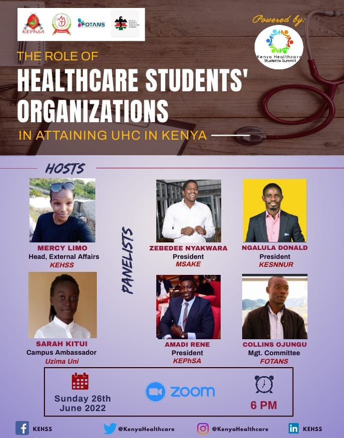 Marie-Claire (MC) Wangari #InTheEyesOfMC (@mcwangari) on Twitter photo <a href="/RelaxedRuby/">Dr. Ruby 🌸</a> <a href="/MSAKE_Kenya/">MSAKE</a> <a href="/kephsa/">Pharmacy Students Association KE</a> <a href="/FotansKenya/">Food Technology And Nutrition Students Society(K)</a> <a href="/KESNNUR/">Kenya Student and Novice Nurses</a> Happy to report that <a href="/KenyaHealthcare/">KEHSS - Kenya Healthcare Students' Summit</a> have balanced this panel discussion. <a href="/dr_RaymondM/">omushaho we'emitwe (Dr.Raymond)</a> we have some improvement.
The next step is getting some ladies as the national leaders of the organization?
Anyway, you can register here: us02web.zoom.us/meeting/regist… <a href="/RelaxedRuby/">Dr. Ruby 🌸</a> <a href="/MSAKE_Kenya/">MSAKE</a> <a href="/kephsa/">Pharmacy Students Association KE</a> <a href="/FotansKenya/">Food Technology And Nutrition Students Society(K)</a> <a href="/KESNNUR/">Kenya Student and Novice Nurses</a> Happy to report that <a href="/KenyaHealthcare/">KEHSS - Kenya Healthcare Students' Summit</a> have balanced this panel discussion. <a href="/dr_RaymondM/">omushaho we'emitwe (Dr.Raymond)</a> we have some improvement.
The next step is getting some ladies as the national leaders of the organization?
Anyway, you can register here: us02web.zoom.us/meeting/regist…