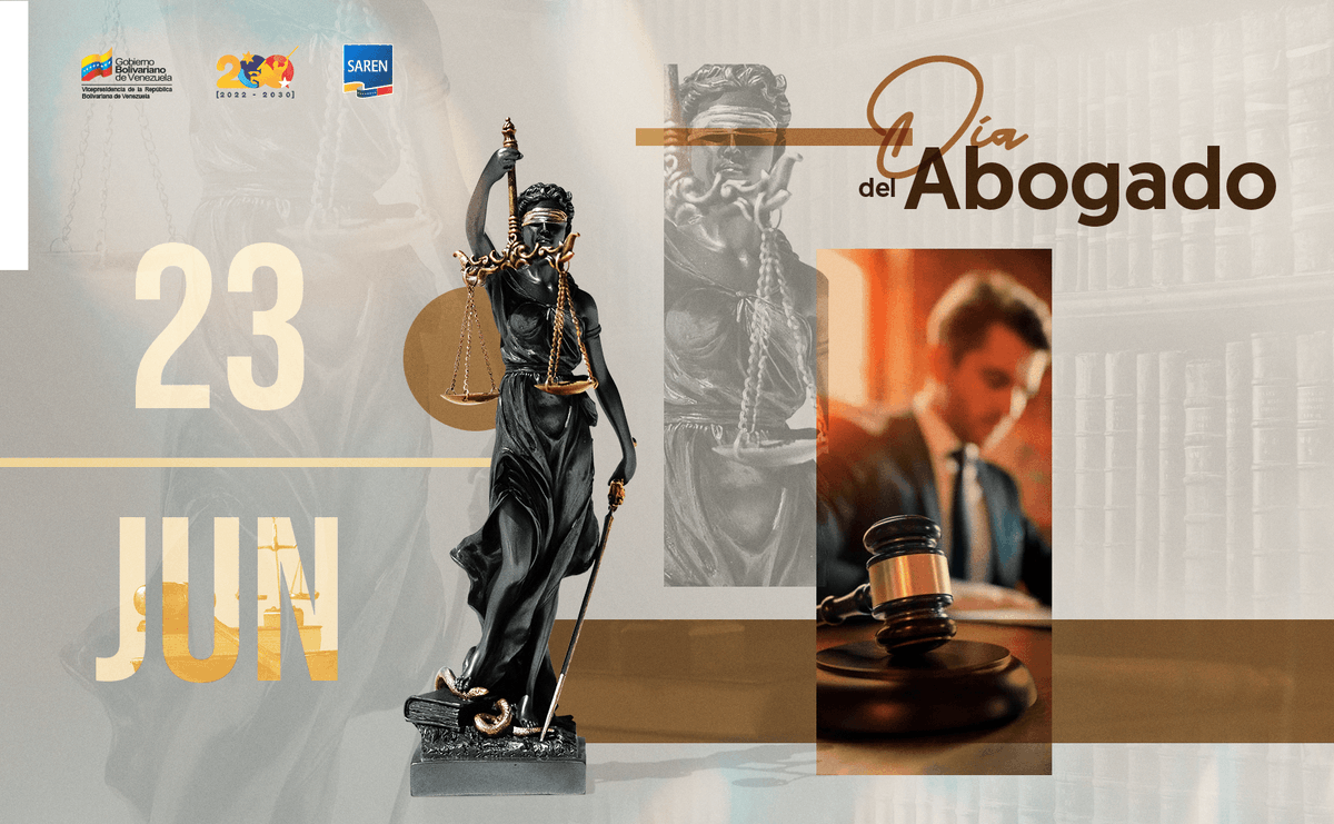 Saren_ve's tweet photo. Cada #23Jun se celebra el Día del Abogado, desde el @SarenVzla  queremos hacer extensivo nuestro reconocimiento y agradecimiento a los profesionales del Derecho, en su día.

¡Felicidades!

#DíaDelAbogado https://t.co/8H0omi6qXC