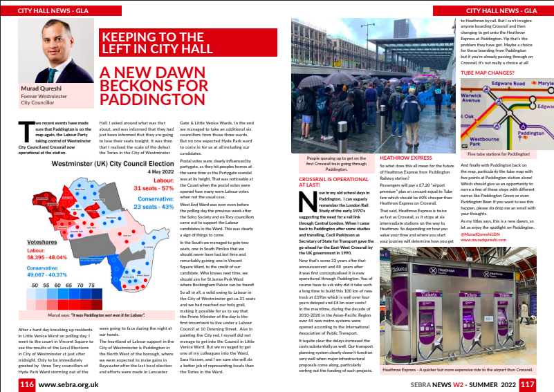 MuradQureshiLDN's tweet photo. Always a pleasure to write in https://t.co/3NRzp1KsWZ #SEBRA Summer 2022 - A new dawn beckons for Paddington "It was Paddington wot won it for Labour" @inpaddington https://t.co/x18FL7eJnd