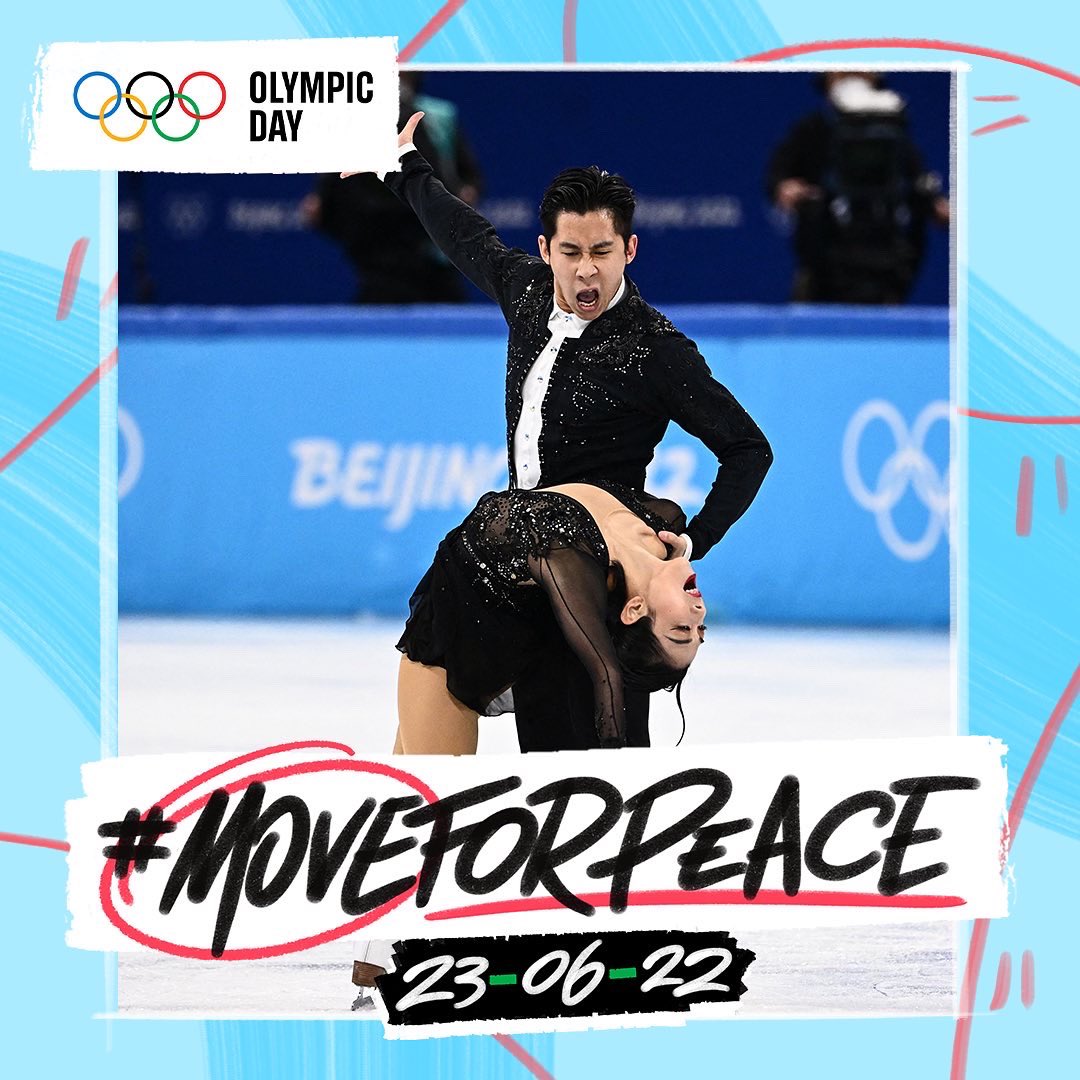 ISU_Figure's tweet photo. Let‘s #MoveForPeace on Olympic Day 2022! 🙌🏃🏃‍♀️⛸ 

Time to celebrate a day that represents sport and connects people around the world! 

Share photos of you doing your sport and make sure to tag us! 🤩 

#FigureSkating #OlympicDay #Olympics https://t.co/rXaPIfHauE
