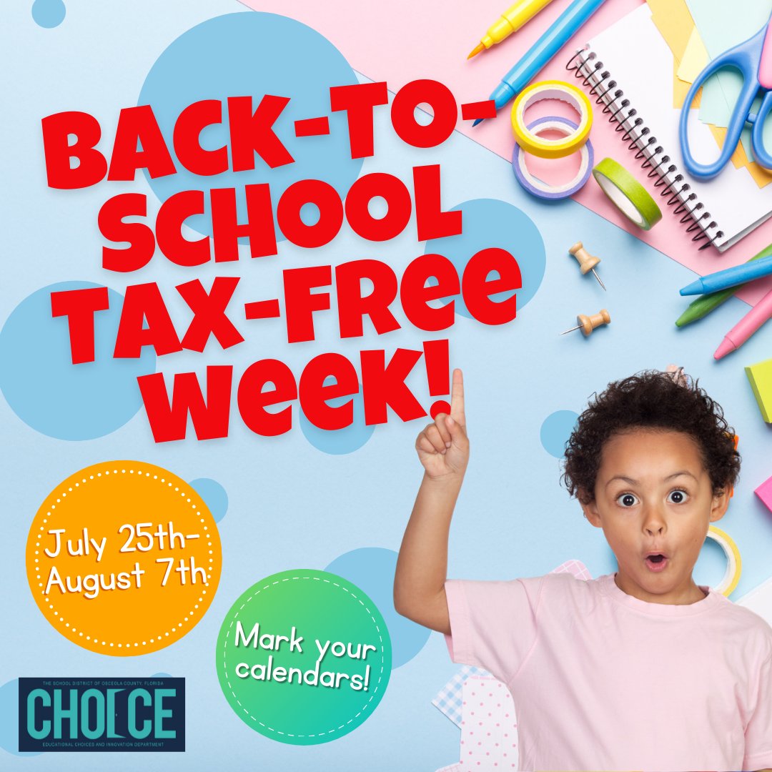 Parents! Mark your calendars 📅 Take advantage of this opportunity to stock up on all materials, uniforms, and anything your students might need to have a successful year. <a href="/positiveosceola/">Positively Osceola</a> <a href="/MomOsceola/">Osceola Mom</a> <a href="/Osceolaschools/">Osceola Schools</a>
