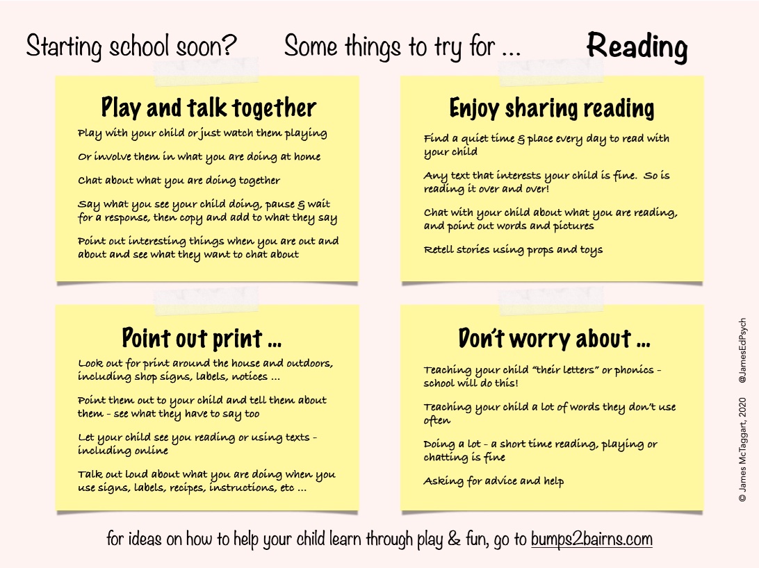 Child starting school this autumn? Want to help build lasting foundations for reading? Ditch the worksheets, then, and try these ideas for play and talk together - more fun and better learning!