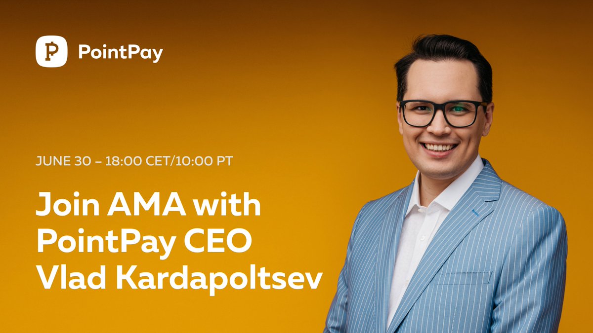 PointPay1's tweet photo. Dear PointPay Family, 
We are pleased to announce our next #AMA session with @VladimirKard next Thursday!

📆 Date: 30th of June.  
⏰ Time: 18:00 CET. 

Drop your questions by the link: https://t.co/8dcP5r7zVM https://t.co/PqdBeru8ee