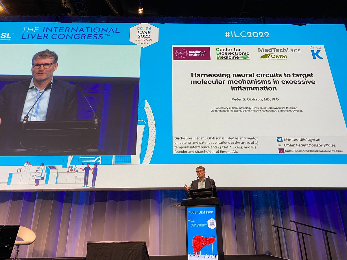 Osman and Peder presenting our latest data on neural regulation of liver inflammation today <a href="/easl/">Easl</a> <a href="/KevinJTraceyMD/">Prof. Kevin J. Tracey, MD</a> #easl2022 #neuroscience #inflammation #metabolism