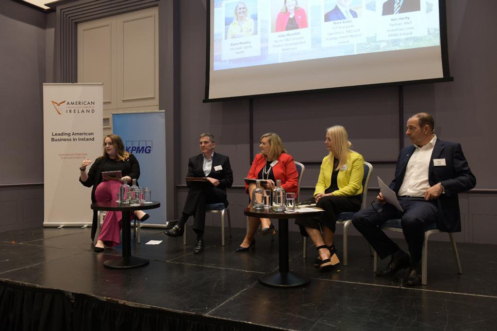 AmericanChamber's tweet photo. The second panel of our West-North-West Conference, Future Planning for Competitiveness in an Evolving Global Context, is underway. #AmChamWNW
Super commentary from Elaine Murphy, @LimerickHilds, Mark Butler, and Ken Hardy. @signifyhealth @Medtronic @MeritMedical @KPMG_Ireland https://t.co/yWrQvIwp4H