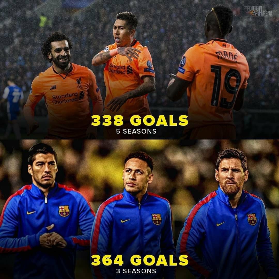 PronosticsJB's tweet image. 💥Salah - Mané - Firmino :
➡️5 saisons ensemble à Liverpool, 338 buts marqués💪

💥Messi - Neymar - Suarez :
➡️3 saisons ensemble à Barcelone, 364 buts marqués🔥

#Barcelone #Liverpool #Football