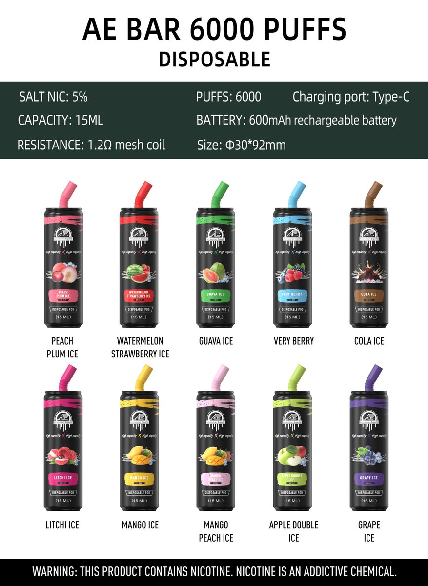 Mike69753754's tweet photo. Have you checked out our unique design AE bar 6000 puffs disposable? Support OEM/ODM. Welcome to contact us.
Whatsapp/WeChat: +86 135 3816 4073
Skype: ThinkVape Mike
Email: info@thinkvap.com
#AEbar #aebardisposable #disposable #6000puffsdisposable #disposablevape #vape #vapor https://t.co/uHyZhDn0n2