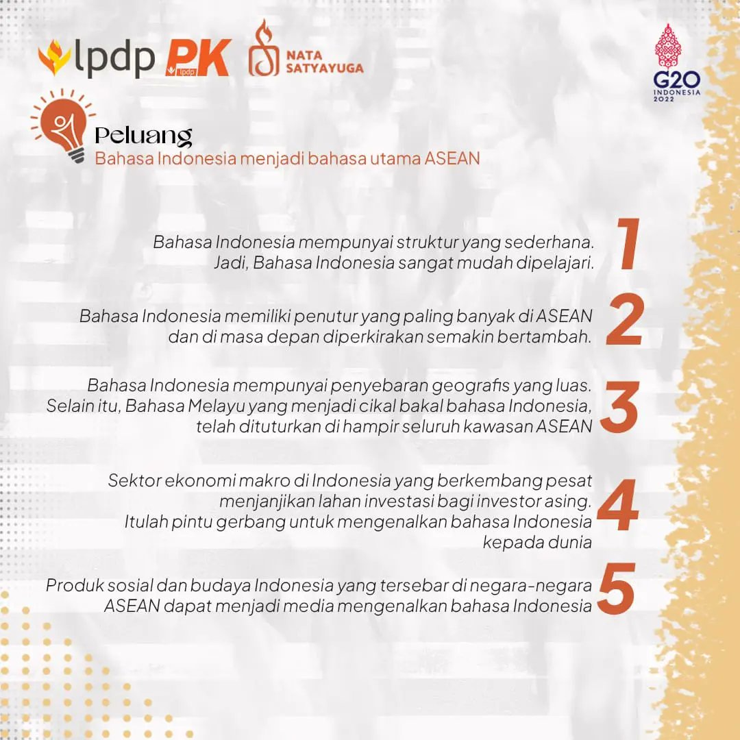 pk187lpdp's tweet photo. hingga Merauke, tentu kita gunakan bahasa persatuan, Bahasa Indonesia.
Lalu, mengapa kita harus bangga berbahasa? Simak postingan ini yuk bersama si Hamsa!

#LPDP #PK187 #NataSatyayuga #DiriUntukNegeri #SDMUnggulIndonesiaMaju #IndonesiaTangguhIndonesiaTumbuh #AkuPastiMengabdi https://t.co/OGyJ9aEfiX
