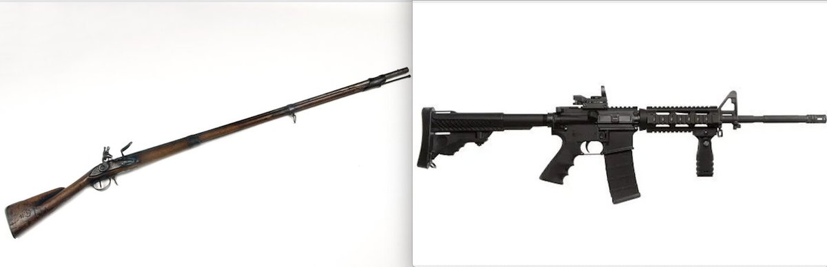 When the constitution was written, muskets could fire 4 shots per minute.

A modified AR-15 can fire up to 400 rounds per minute using bullets that do far more damage than musket ammo.

It's like writing a law for cannonballs then applying it 200 years later to nuclear weapons.