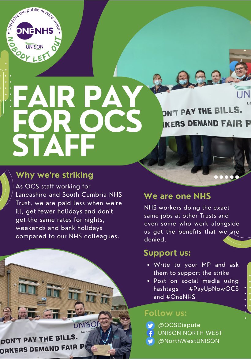OCSDispute's tweet photo. Details below on how you can support us and picket line times &amp; info ⬇️⬇️⬇️ #PayUpNowOCS #OneNHS #strikes #CostOfLivingCrisis #FairPay @before_profit @TUCNorthWest @The_Gazette @lancstelegraph @StrikeMapUK https://t.co/IMXbhbObJC