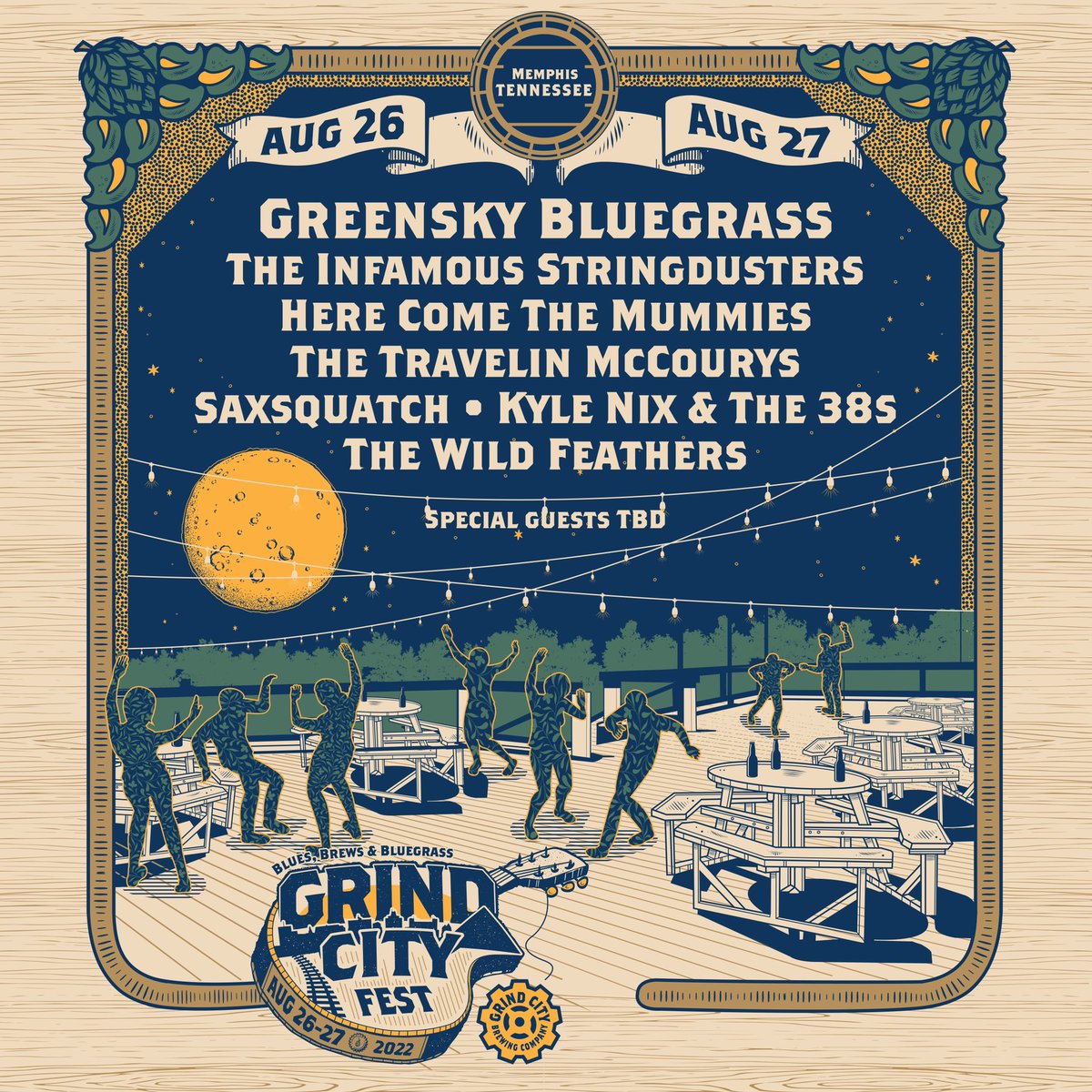 grindcityfest's tweet photo. Early bird tickets are on sale NOW for Memphis' newest music festival! On August 26 and 27, #GrindCityFest will celebrate blues, brews, and bluegrass in the sprawling, downtown greenspace at Grind City Brewing C. This is an all-ages event: https://t.co/QVEXEiWfYe. #choose901 https://t.co/tvhoGL7rwj